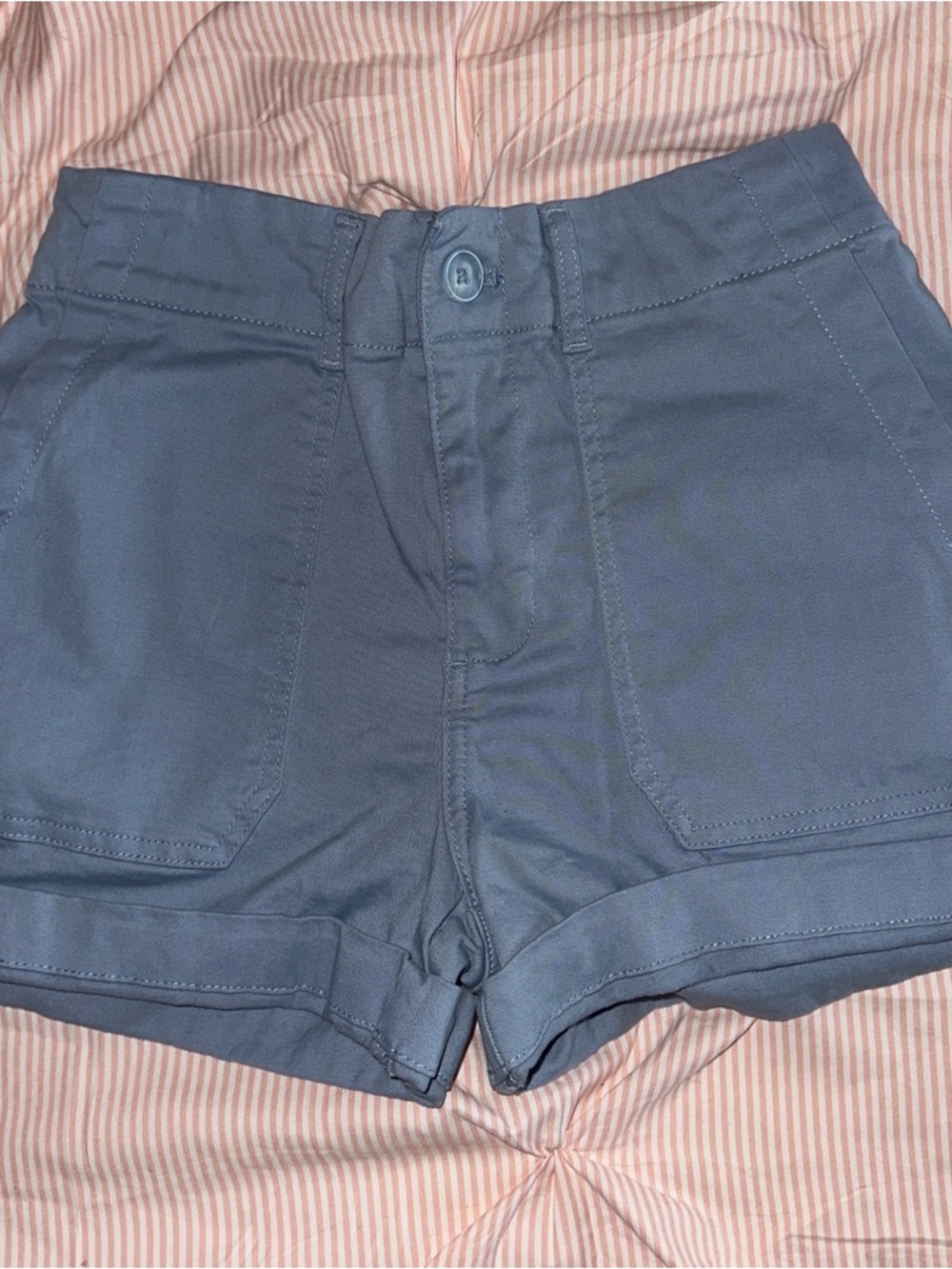 bagatelle High-Waist Slate Blue Utility Shorts